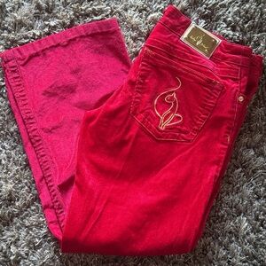 Baby Phat vintage holiday, corduroy red pants junior size 7.  Short cropped wide